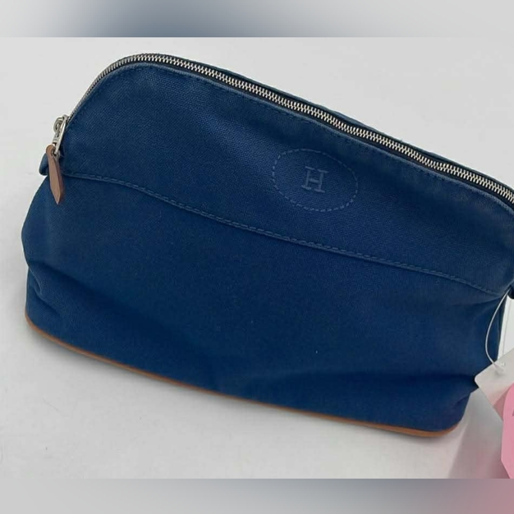 Hermes Blue Canvas Pouch - Picture 2 of 9
